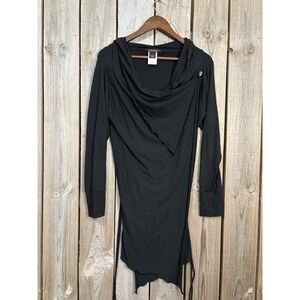 Lundström Black asymmetric Tunic Dress Size 4 Rayon Bamboo Canada Made